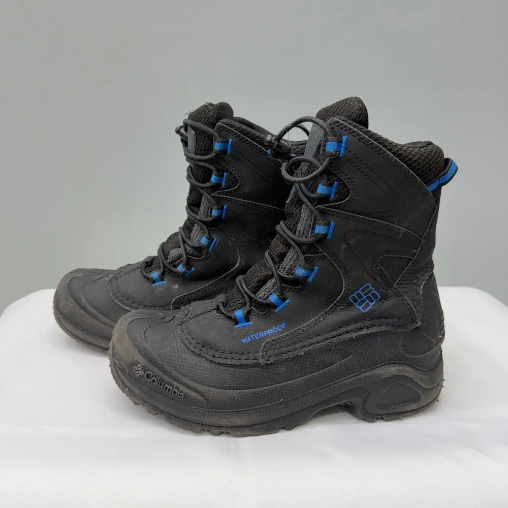 Columbia Black Blue Waterproof Insulated Winter Boots Boys 4 BY1332-010